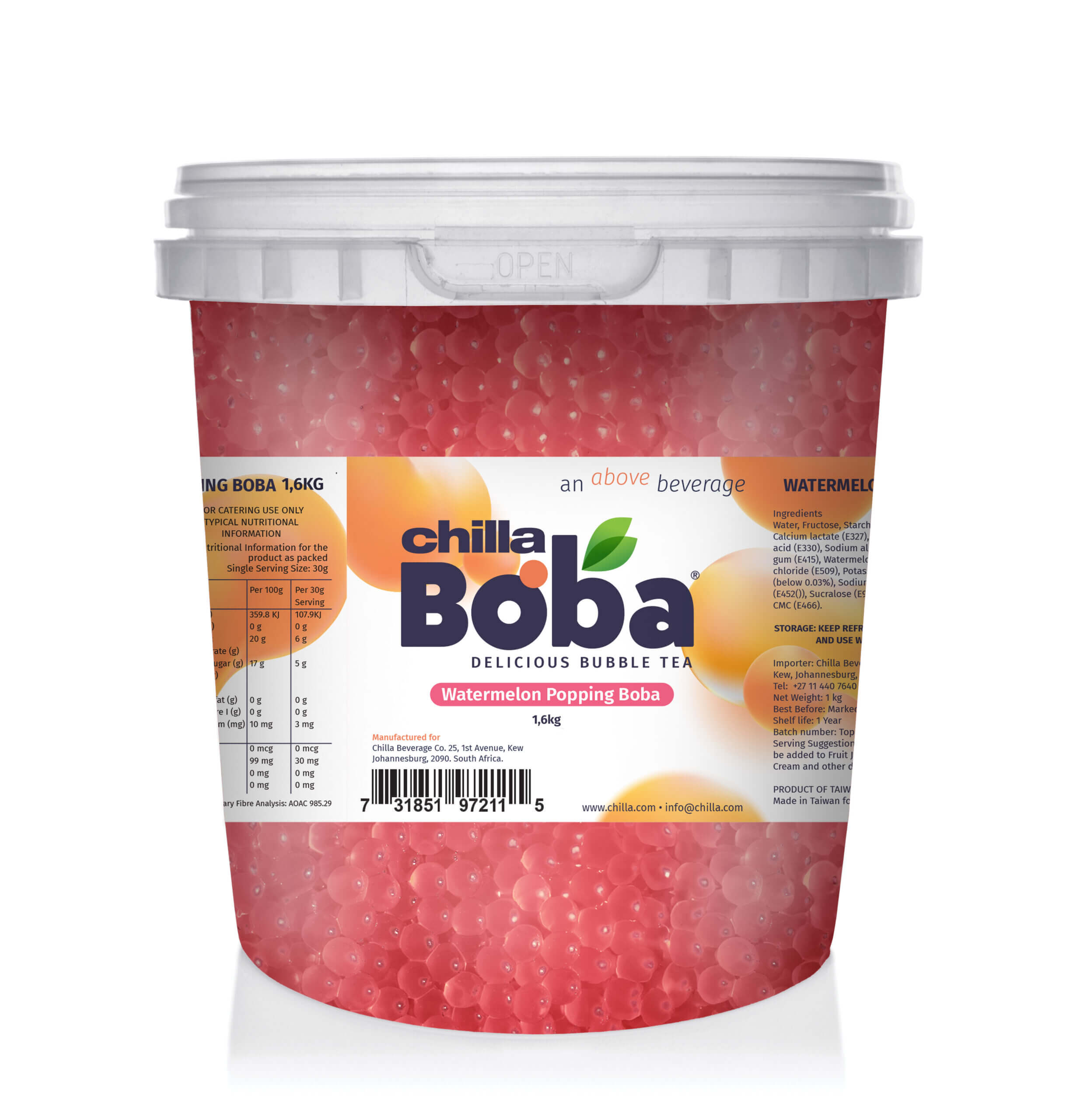 Watermelon Popping Boba 1.6kg | Not Kosher
